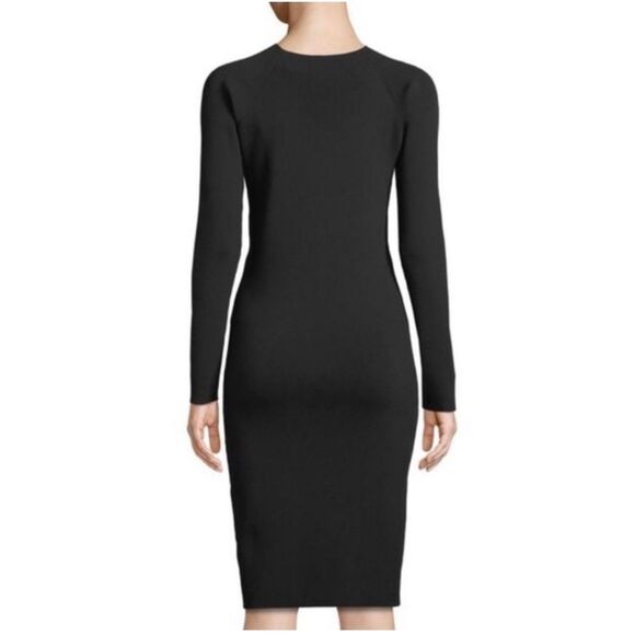 Vince Black Long Sleeve Crew Neck Pullover Ribbed Bodycon Dress Size Large - Picture 2 of 11